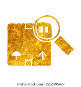 Hand drawn Parcel tracking icon in gold foil texture vector illustration