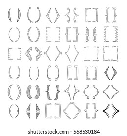 Hand drawn parenthesis, sketchy square brackets vector. Collection of bracket for text, illustration of elements line brackets for isolated.