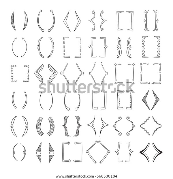 Hand Drawn Parenthesis Sketchy Square Brackets Stock Vector (Royalty ...