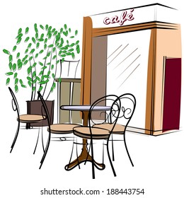 Hand Drawn Paris Cafe