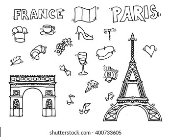 Hand drawn Paris illustration. 