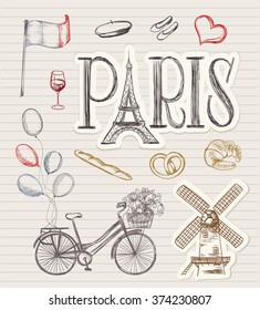 hand drawn paris symbols