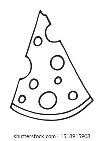 Hand drawn of part of cheese cartoon doodle, isolated on white background