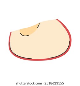 Hand drawn part of red apple in doodle style. Slice of fruit. Vitamin diet food

