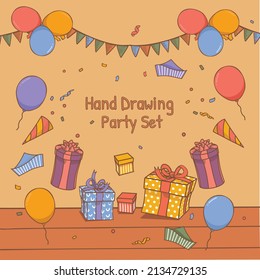 Hand Drawn Party Decoration Icon Set