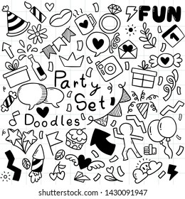 hand drawn party doodle happy birthday Ornaments background pattern Vector illustration