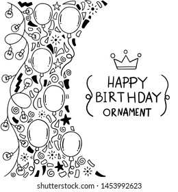 hand drawn party doodle happy birthday Ornaments background pattern Vector illustration