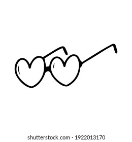 Hand drawn party glasses isolated on a white background. Celebration elements. Doodle, simple outline illustration. It can be used for decoration of textile, paper.