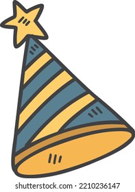 Hand Drawn Party Hat Illustration Isolated On Background