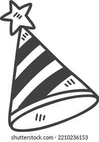 Hand Drawn Party Hat Illustration Isolated On Background