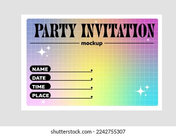 Plantilla de invitación de parte dibujada a mano con diseño de degradado.