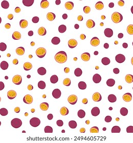 Dibujado a mano Patrón de fruta de la pasión diseño de fondo de Vector, ilustración plana.