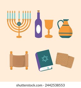 Hand drawn passover elements collection. Vector illustration