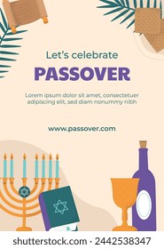 Hand drawn passover greeting card template. Vector illustration