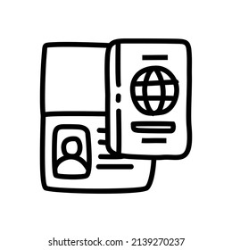 hand drawn passport icon illustration