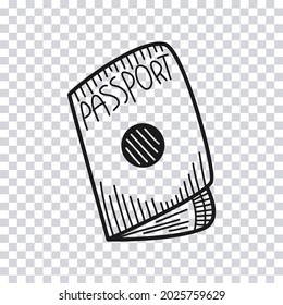 Hand drawn Passport isolated on transparent background. Vector illustration.