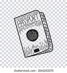Hand drawn Passport isolated on transparent background. Vector illustration.