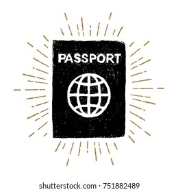 Hand drawn passport textured vector illustration.