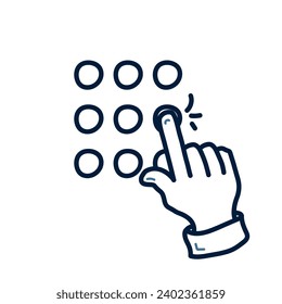 Hand drawn password input doodle line illustration. Enter pin doodle icon vector.