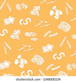 Hand drawn pasta background in vector.