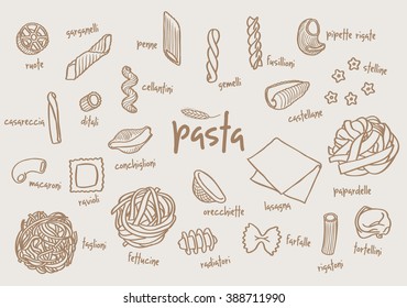 hand drawn pasta collection