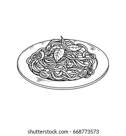hand drawn pasta dish  Sketch Style  Italian cuisine