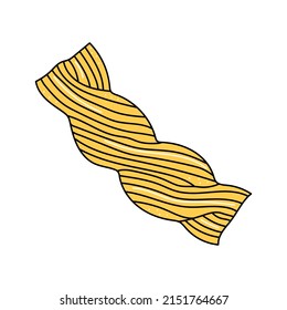 Hand drawn pasta on a white isolated background. Doodle, simple outline illustration. It can be used for decoration of textile, paper and other surfaces.