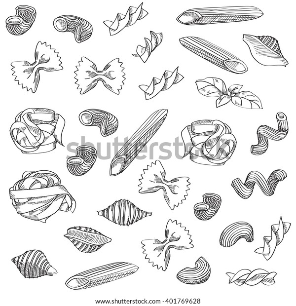 Hand Drawn Pasta Sketch Great Design Stock Vector (Royalty Free ...