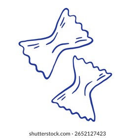 Ilustração de vetor de massa desenhada à mão. Farfalle isolado em fundo branco. Comida italiana 