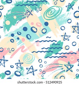 Hand drawn pastel abstract striped seamless pattern grunge texture. Cute background with brush strokes.
