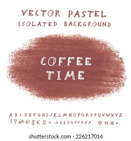 Hand drawn pastel banner. Vector background with sketchnote alphabet, numbers and symbols