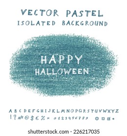 Hand drawn pastel banner. Vector background with sketchnote alphabet, numbers and symbols