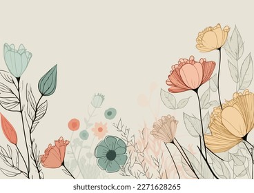 Hand drawn pastel color floral background