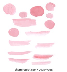 Hand Drawn Pastel Color Pink Paint Brushstroke Watercolor