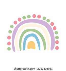 Hand drawn pastel color rainbow color brush stroke. Baby design for invitation or baby shower, poster, clothing, nursery wall art and postcard.