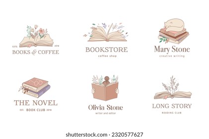 Hand drawn pastel colors books illustrations, prints, logos. Post and story concept design. Vector art and illustrations