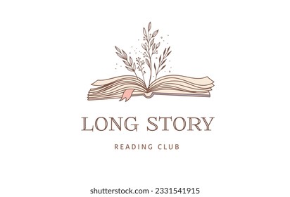 Hand drawn pastel colors books illustration, print and logo. Post and story concept design. Vintage vector art poster and banner.