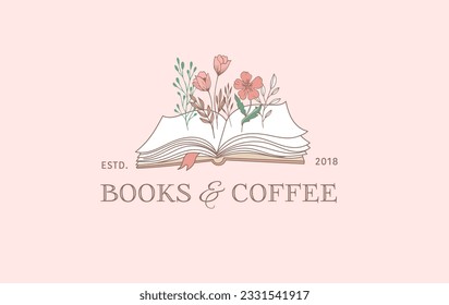 Hand drawn pastel colors books illustration, print and logo. Post and story concept design. Vintage vector art poster and banner.