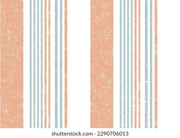 Hand drawn pastel prange with blue striped pattern pastel brush strokes. vector grunge stripes vertical seamless vector. Ink paint line with torn linen effection linen textured.