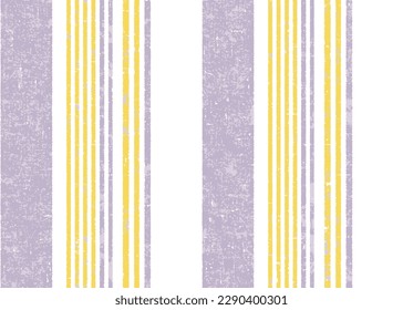 Hand drawn pastel purple with yellow striped pattern pastel brush strokes. vector grunge stripes vertical seamless vector. Ink paint line with torn linen effection linen textured.