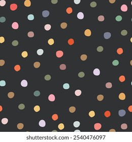 Hand drawn pastel seamless pattern for children's design. Polka dots colorful.