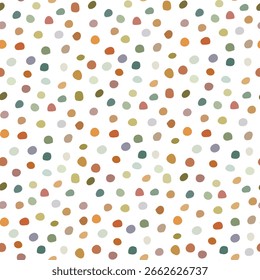 Hand drawn pastel seamless pattern for children's design. Polka dots colorful.