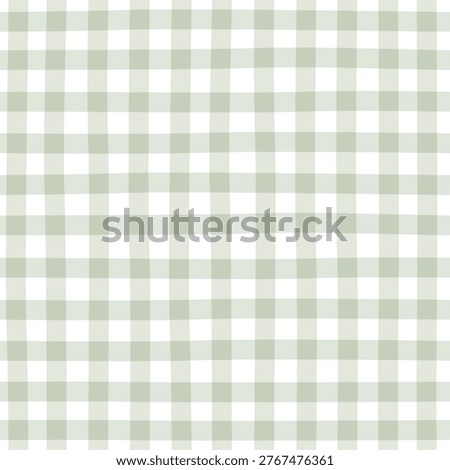 Hand Drawn Pastel Tablecloth Gingham. Cottagecore Seamless Green Pattern. Perfect for Cute Textile, Wrapping, Digital Papers. Vector Illustration.	