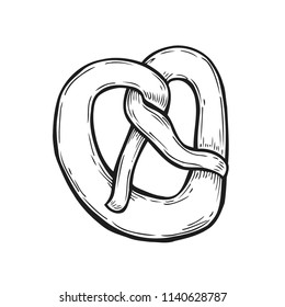 Hand drawn Pastries, bagels. Thin pencil artistic outline. Vintage ink flat, engraved mill doodle sketches. Isolated