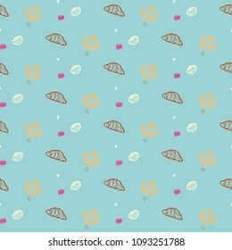 Hand drawn pastry background illustration in vector. looping background design. 
