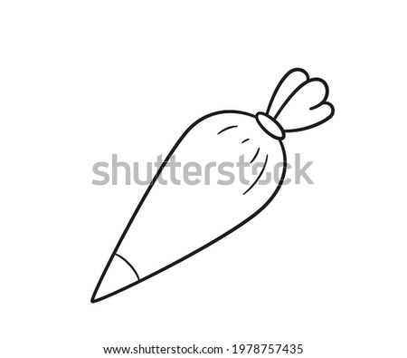 Hand drawn pastry Icing bag with nozzle. Baking piping bag. Vector illustration in doodle style on white background.