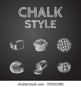 Hand Drawn Pastry Sketches Set. Collection Of Cupcake, Dessert, Pastry And Other Sketch Elements.