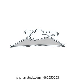 Hand drawn patch badge with Japan symbol - mount Fuji. Sticker, pin and patch in cartoon 80s-90s comic style.