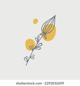 Patrón dibujado a mano con elementos naturales escandinavos abstractos sobre fondo blanco con manchas rosadas. Plantilla de Doodle para diseño. Ilustración de vectores eps8