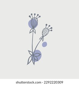 Patrón dibujado a mano con elementos naturales escandinavos abstractos sobre fondo blanco con manchas rosadas. Plantilla de Doodle para diseño. Ilustración del vector 